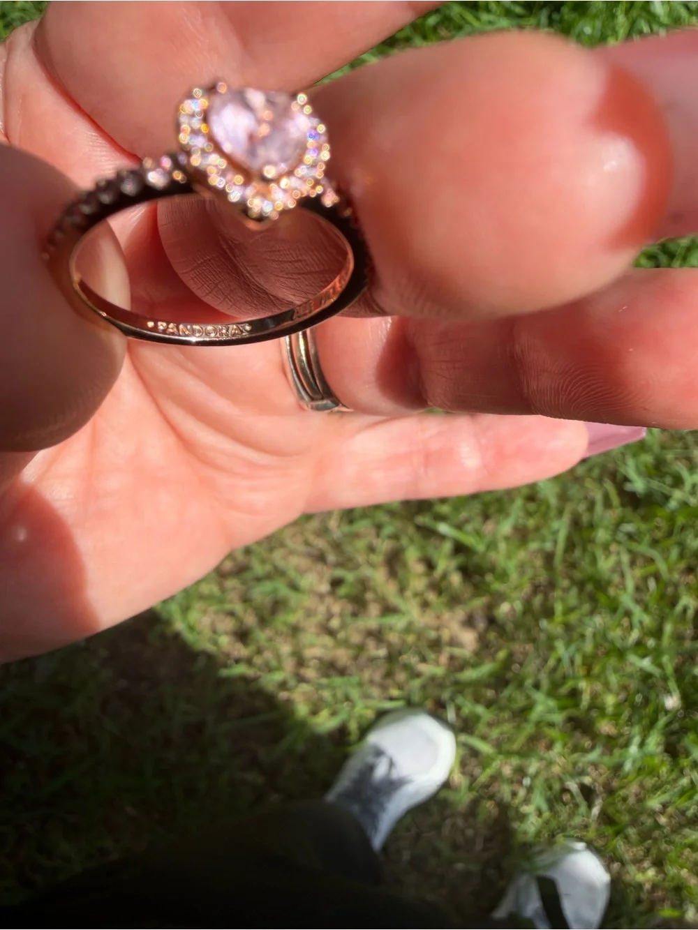 Pandora Rose Gold Heart Ring with Pavé Accent